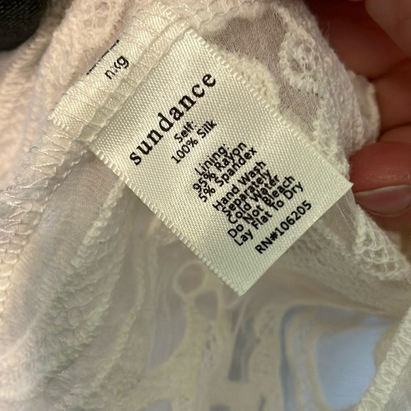 Sundance 100% Silk White Lace Dress with Lining - Picture 5 of 7